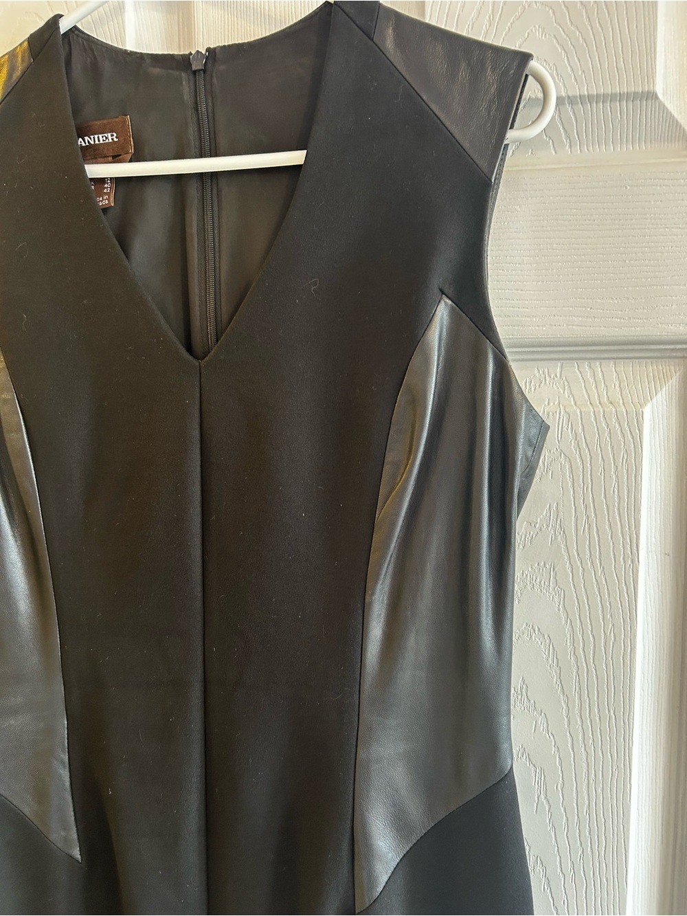 Danier Black Leather-Panel Midi Dress - Picture 2 of 8